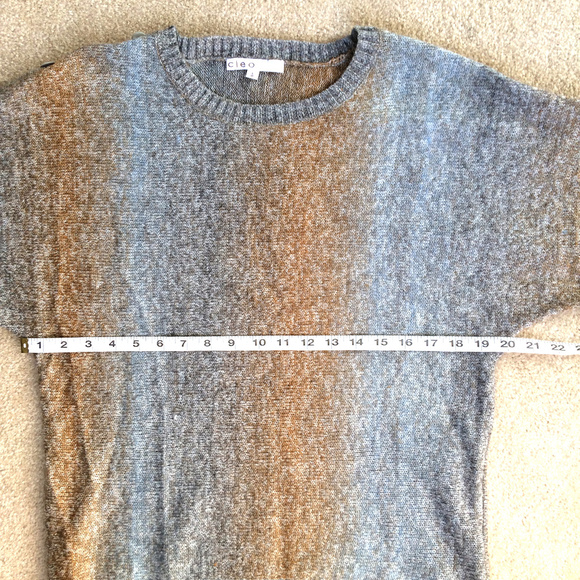 Cleo Ombre Gray Blue Camel Popover Knit Sweater L - Picture 6 of 6